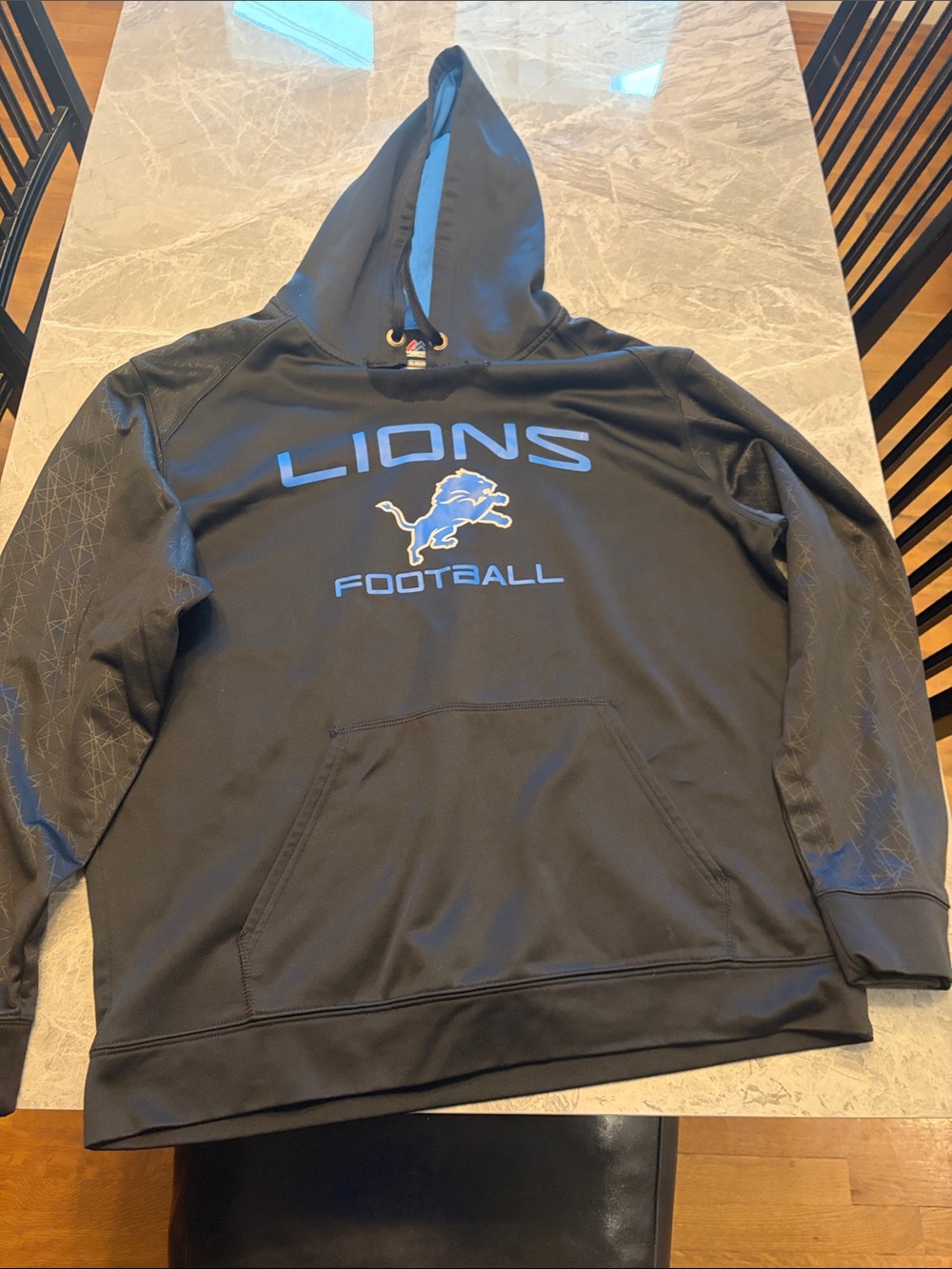 Detroit Lions Football Black & Light Blue Hoodie